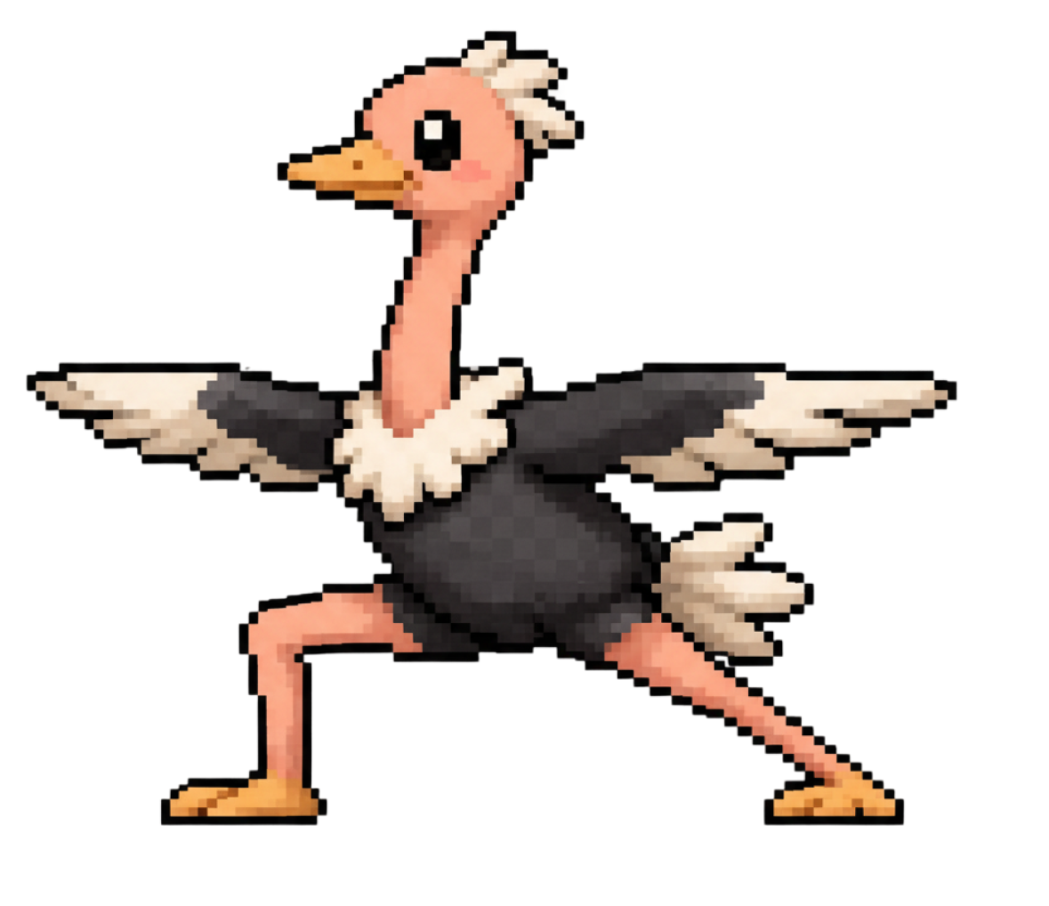 Pixel art ostrich